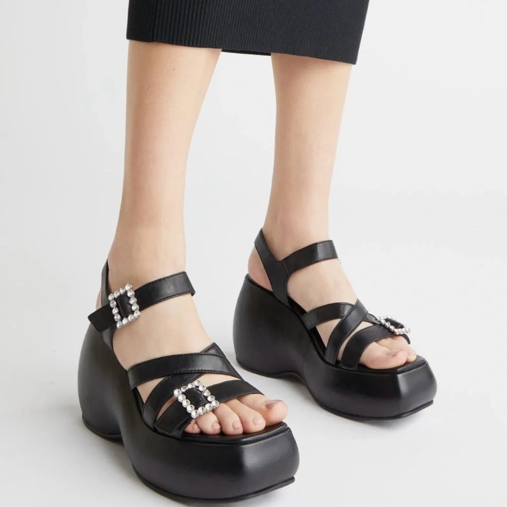 Price Firm - FREE PEOPLE Leather Platform Sandals